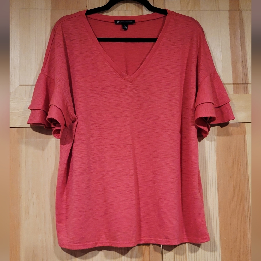 International Concepts Pink Layered Sleeve Top Size XL